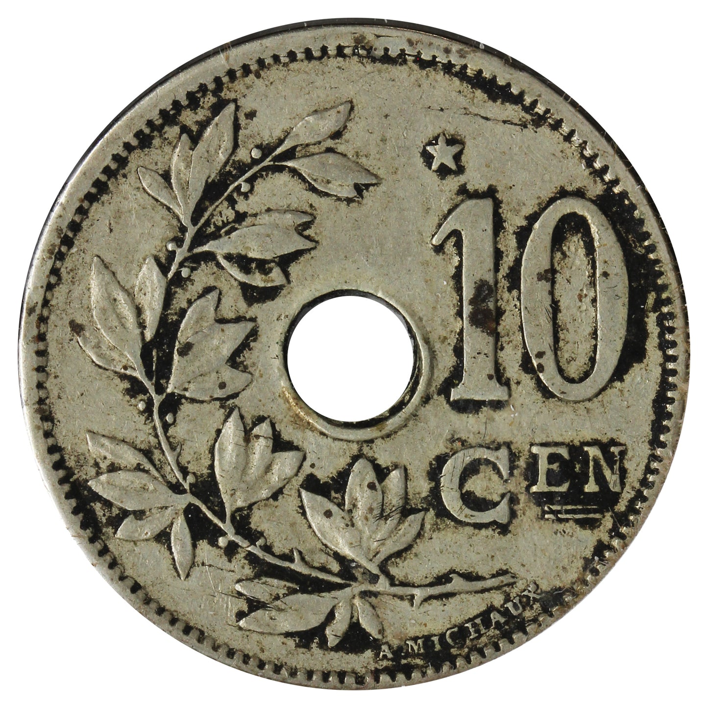 Belgium 1930 10 Centimes Very Fine (VF20) Impaired