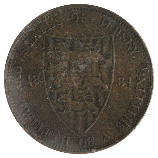 Jersey 1881 1/12 Shilling VF-EF (VF30) Impaired
