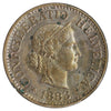 Switzerland 1883 10 Rappen Almost Uncirculated (AU50) Impaired