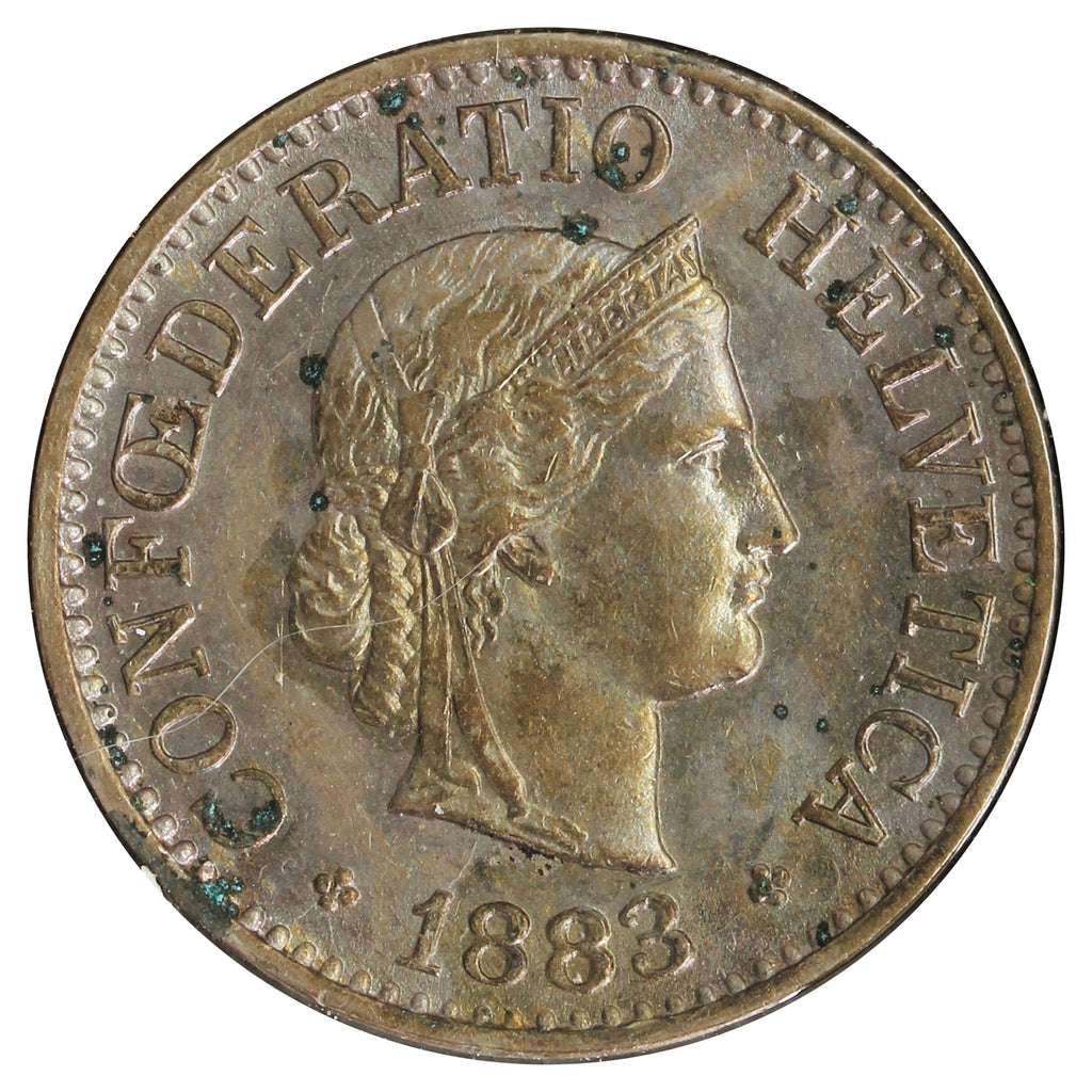 Switzerland 1883 10 Rappen Almost Uncirculated (AU50) Impaired
