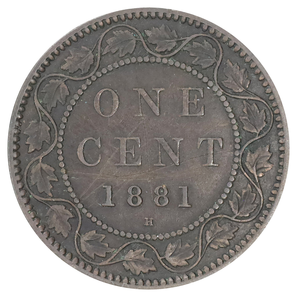 1881H Obv. 1a Canada 1-cent Very Fine (VF20) Scratched, marks, or impaired