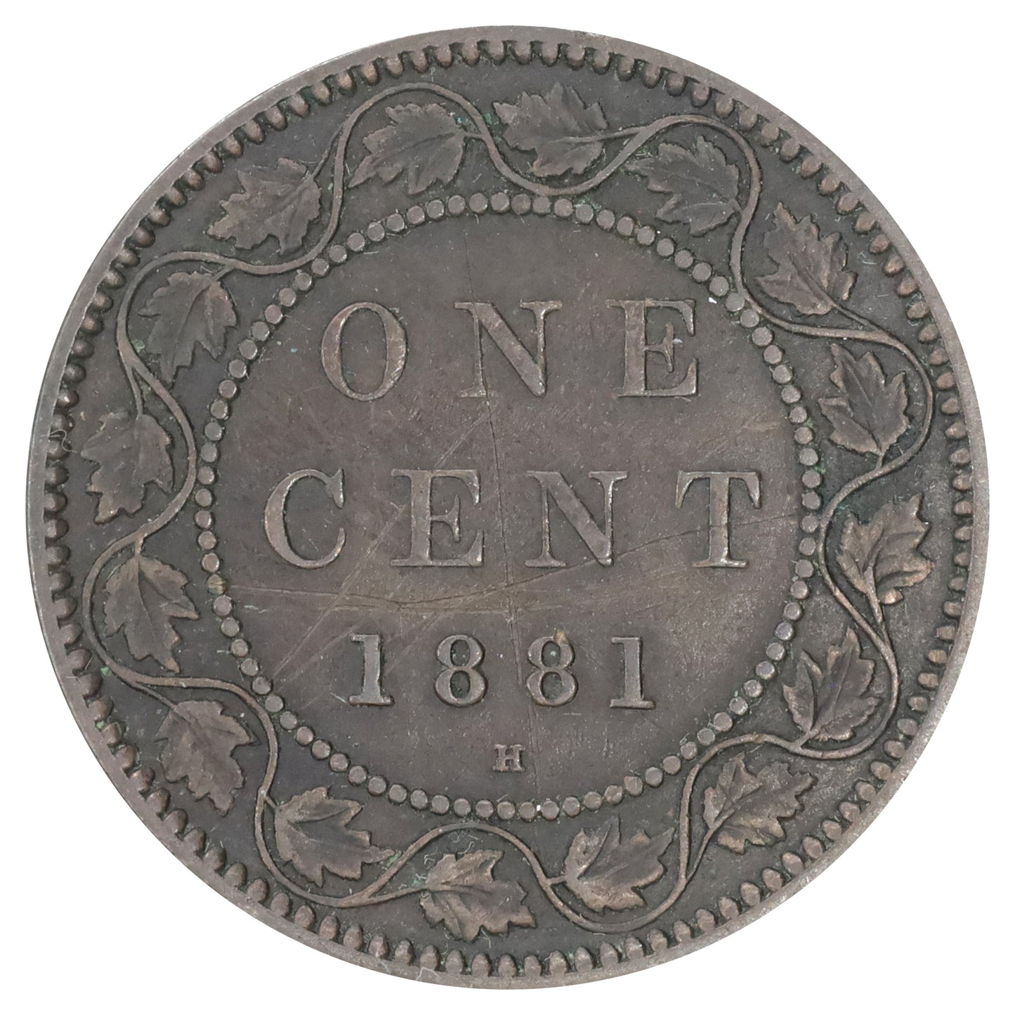 1881H Obv. 1a Canada 1-cent Very Fine (VF20) Scratched, marks, or impaired