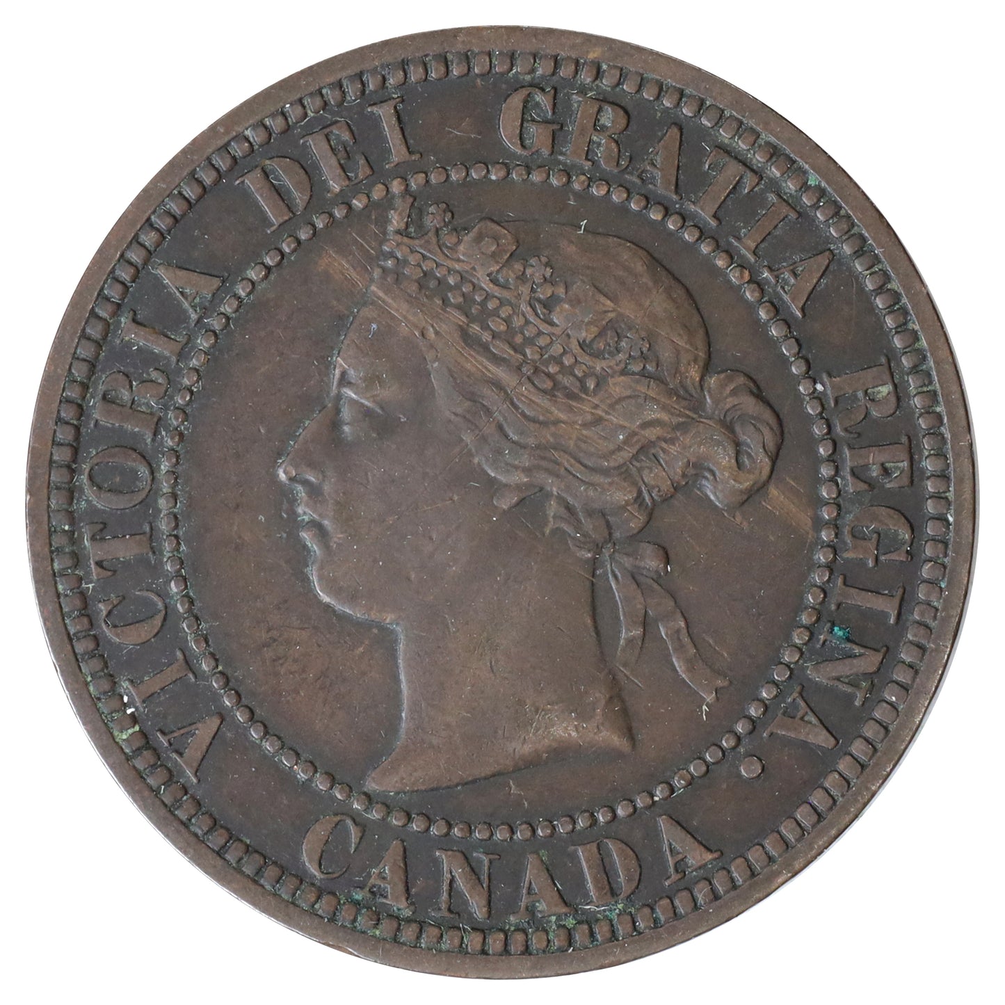 1881H Obv. 1a Canada 1-cent Very Fine (VF20) Scratched, marks, or impaired