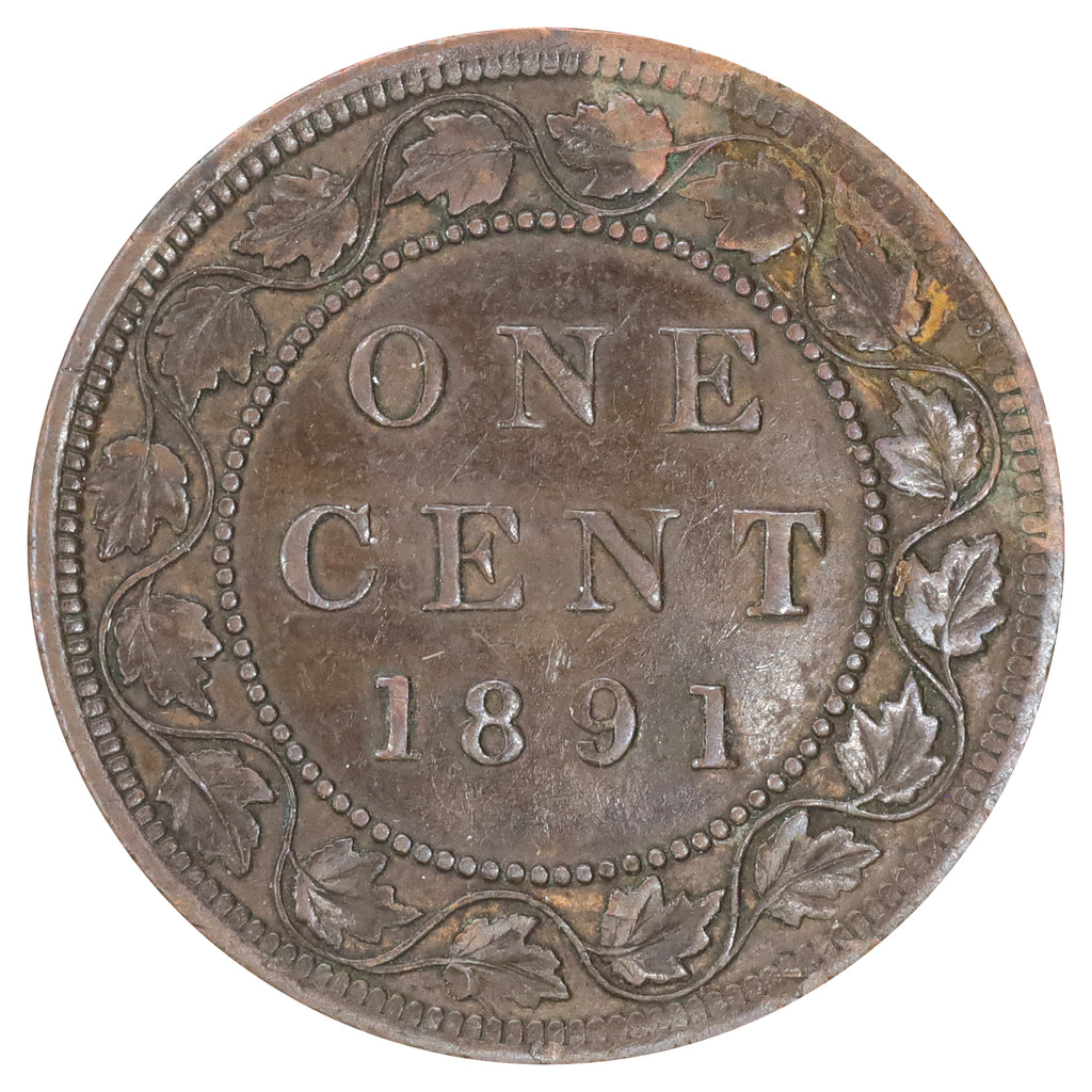 1891 LDLL Obv. 2 Canada 1-cent VF-EF (VF30) Scratched, marks, or impaired