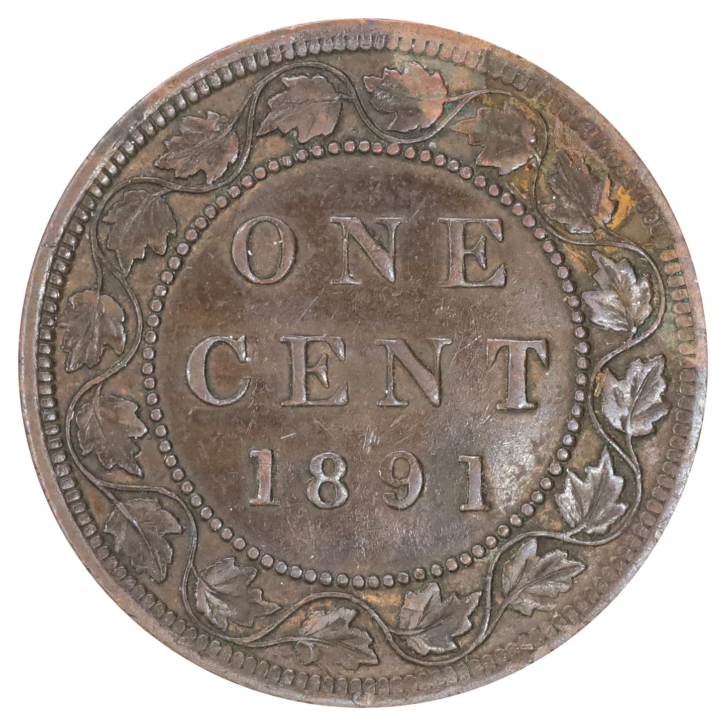 1891 LDLL Obv. 2 Canada 1-cent VF-EF (VF30) Scratched, marks, or impaired