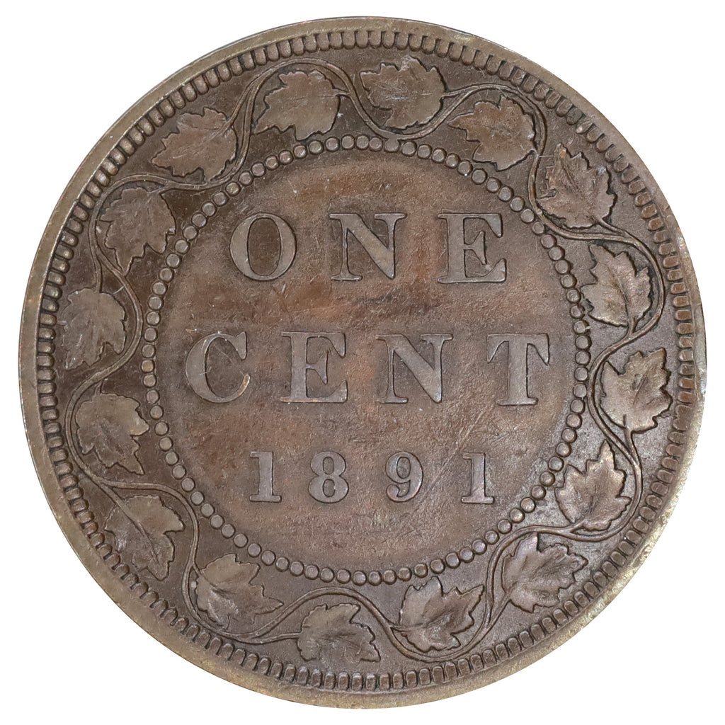 1891 SDLL Obv. 3 Canada 1-cent F-VF (F15) Scratched, marks, or impaired