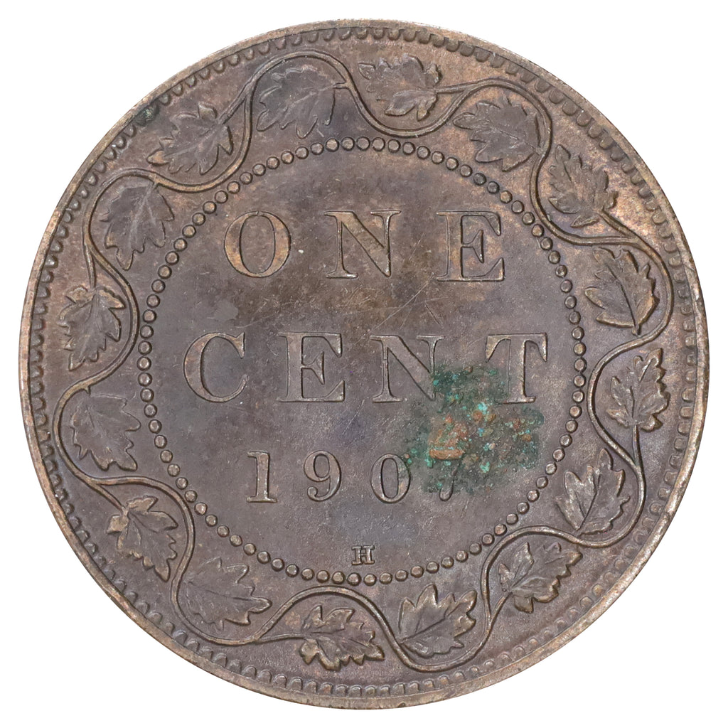 1907H Canada 1-cent AU-UNC (AU55) Scratched, marks, or impaired