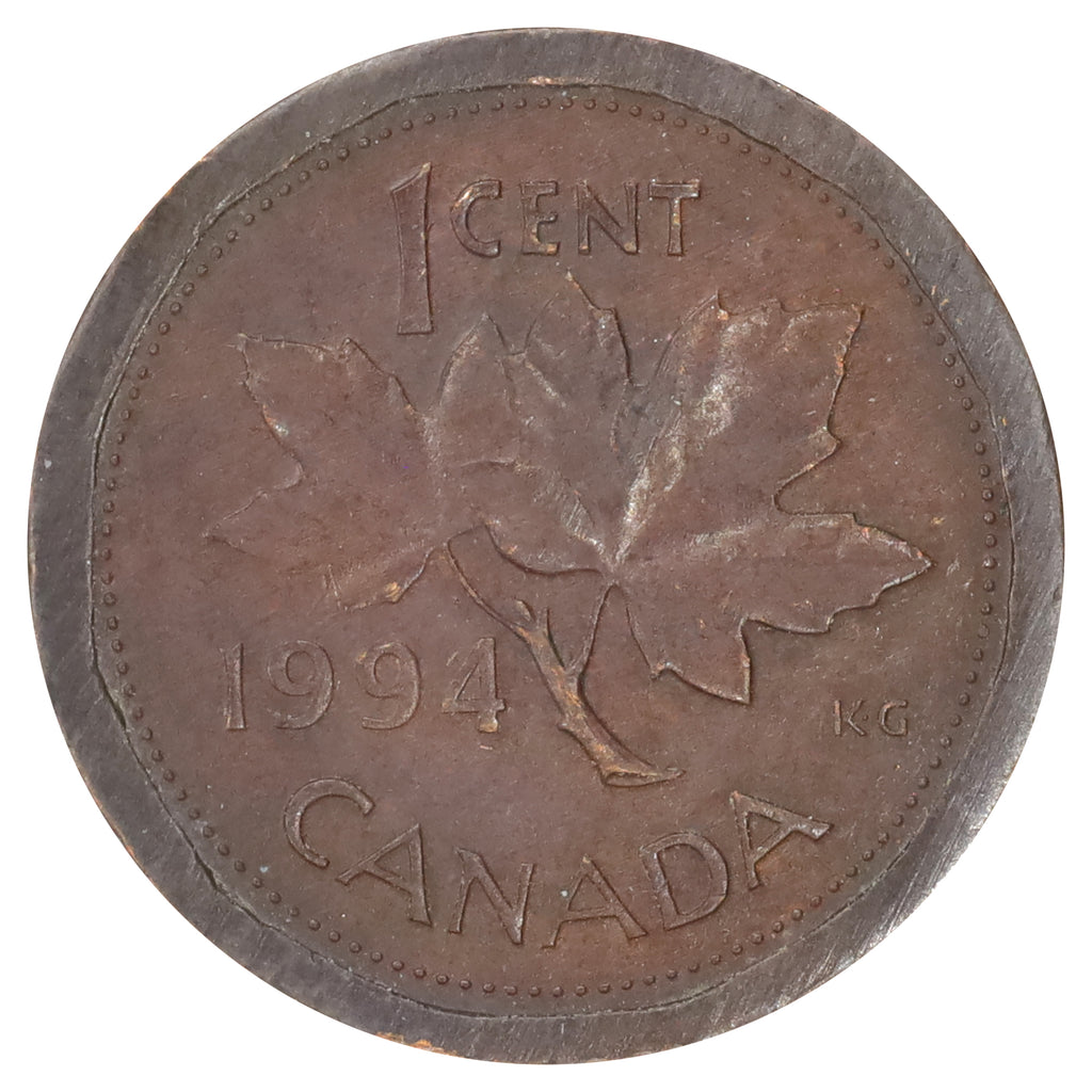 ERROR 1994 Canada 1-cent (Railroad Rim)