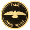 1967-2017 Centennial Commemorative Canada 1-cent Gold Plated Proof Silver (Impaired)
