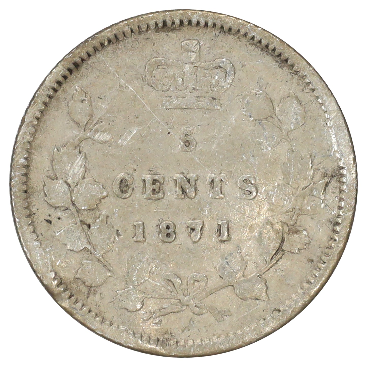 1871 Canada 5-cents Fine (F12) Scratched, marks, or impaired