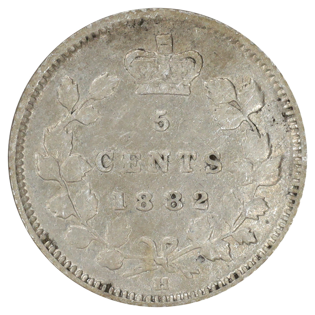 1882H Canada 5-cents F-VF (F15) Scratched, marks, or impaired