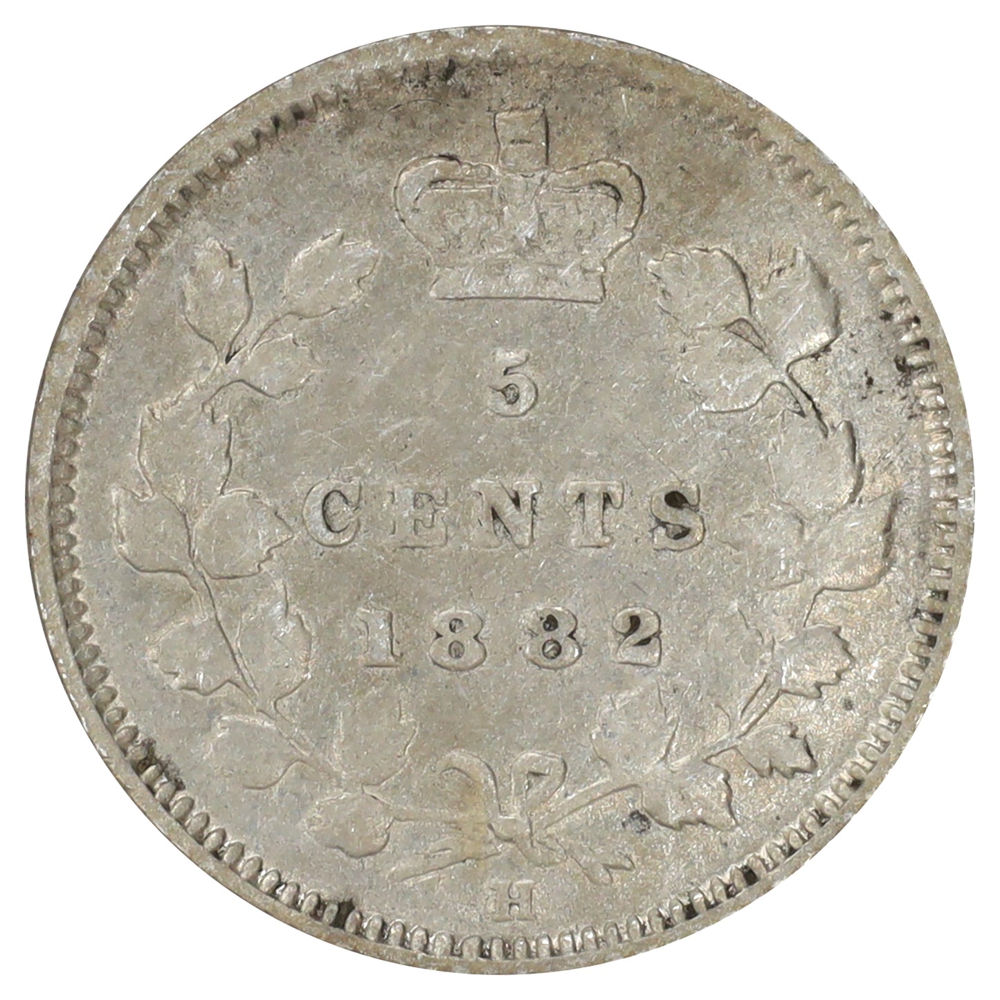 1882H Canada 5-cents F-VF (F15) Scratched, marks, or impaired
