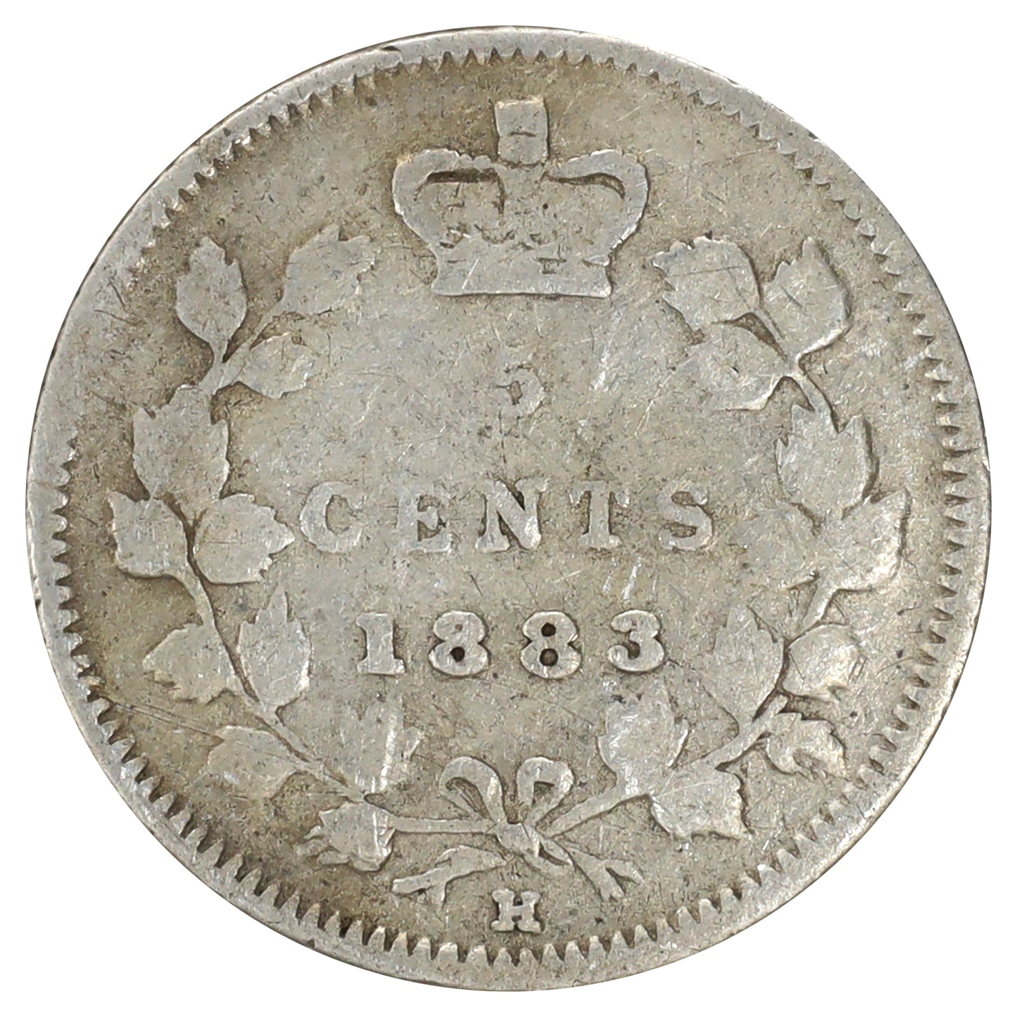 1883H Obv. 5 Canada 5-cents Very Good (VG8) Scratched, marks, or impaired