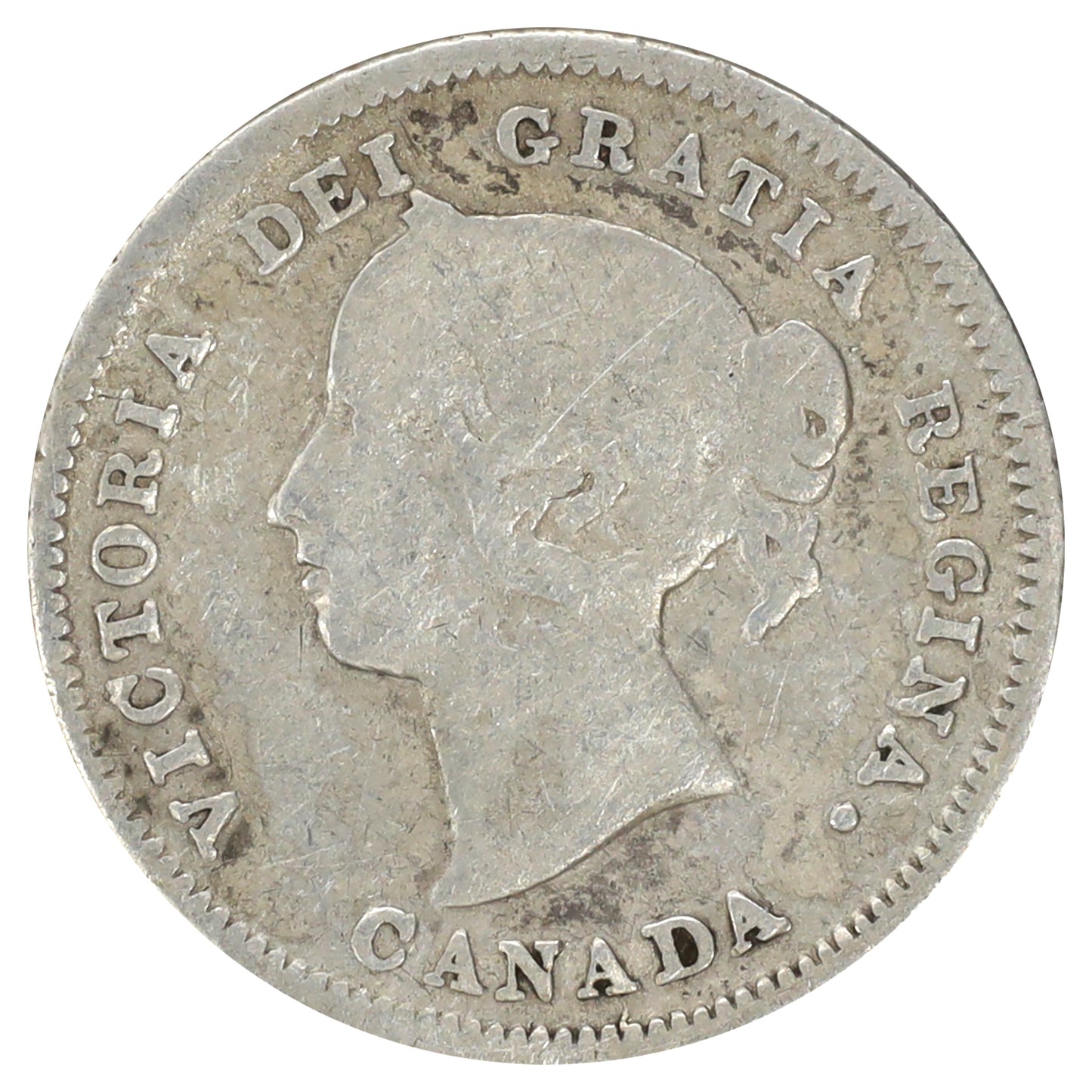 1883H Obv. 5 Canada 5-cents Very Good (VG8) Scratched, marks, or impaired