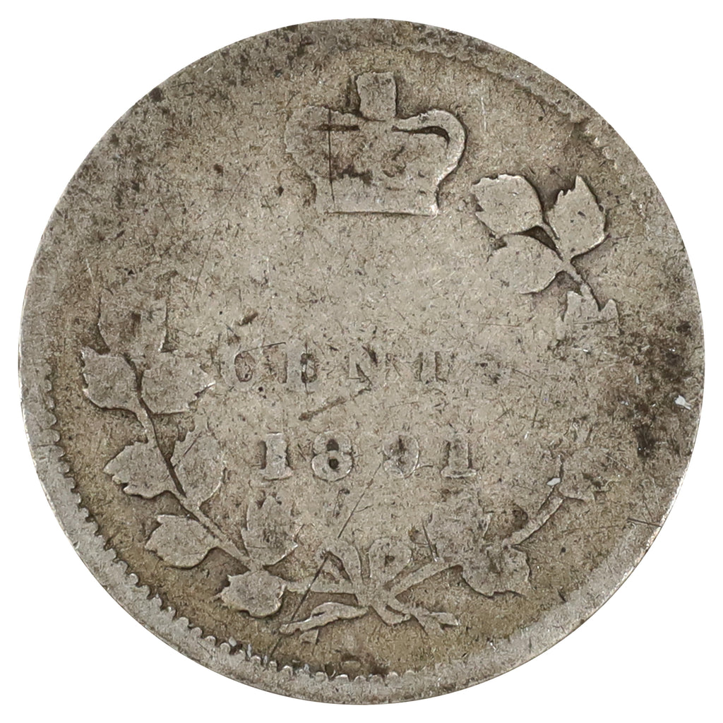 1891 Obv. 2 Canada 5-cents About Good (AG3) Scratched, marks, or impaired