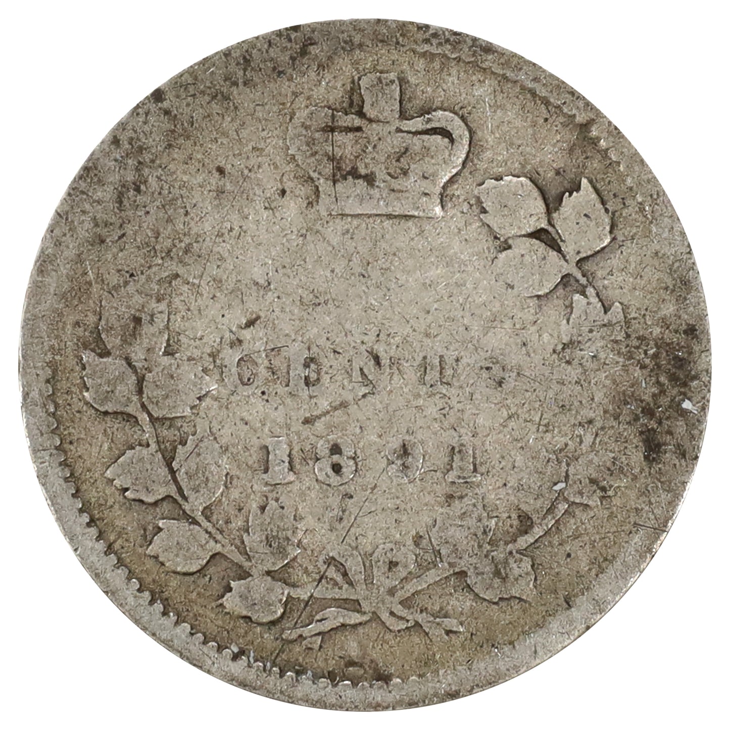 1891 Obv. 2 Canada 5-cents About Good (AG3) Scratched, marks, or impaired