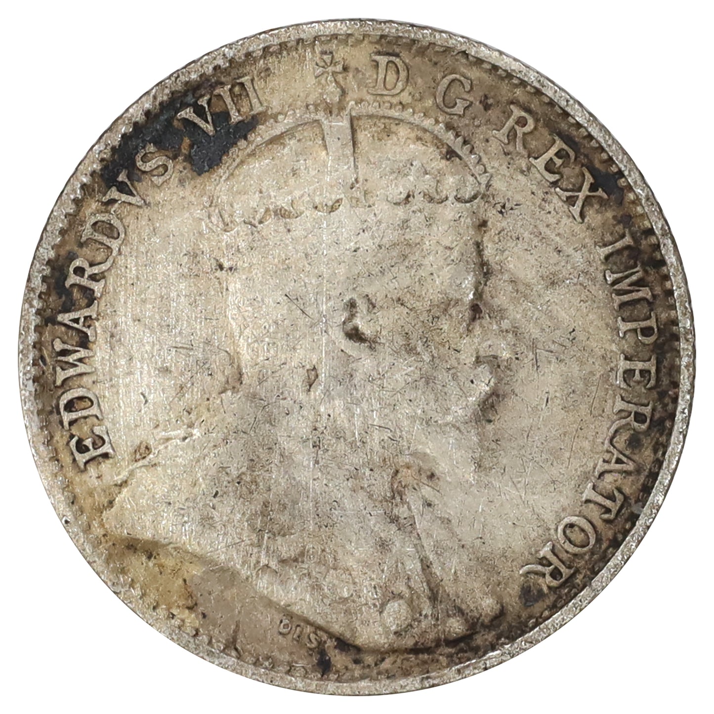 1909 Pointed Leaves Canada 5-cents F-VF (F15) Scratched, marks, or impaired