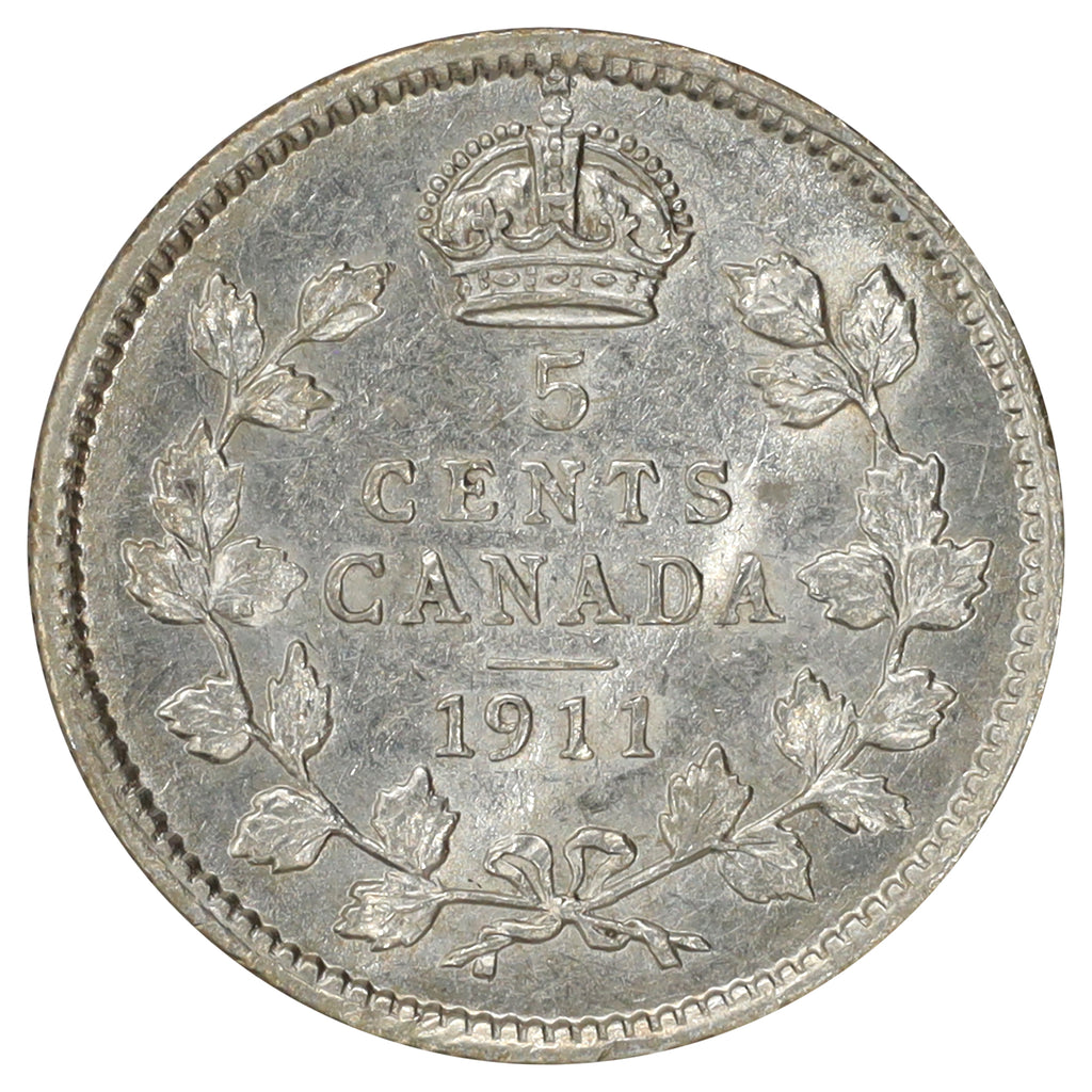 1911 Canada 5-cents EF-AU (EF45) Scratched, marks, or impaired