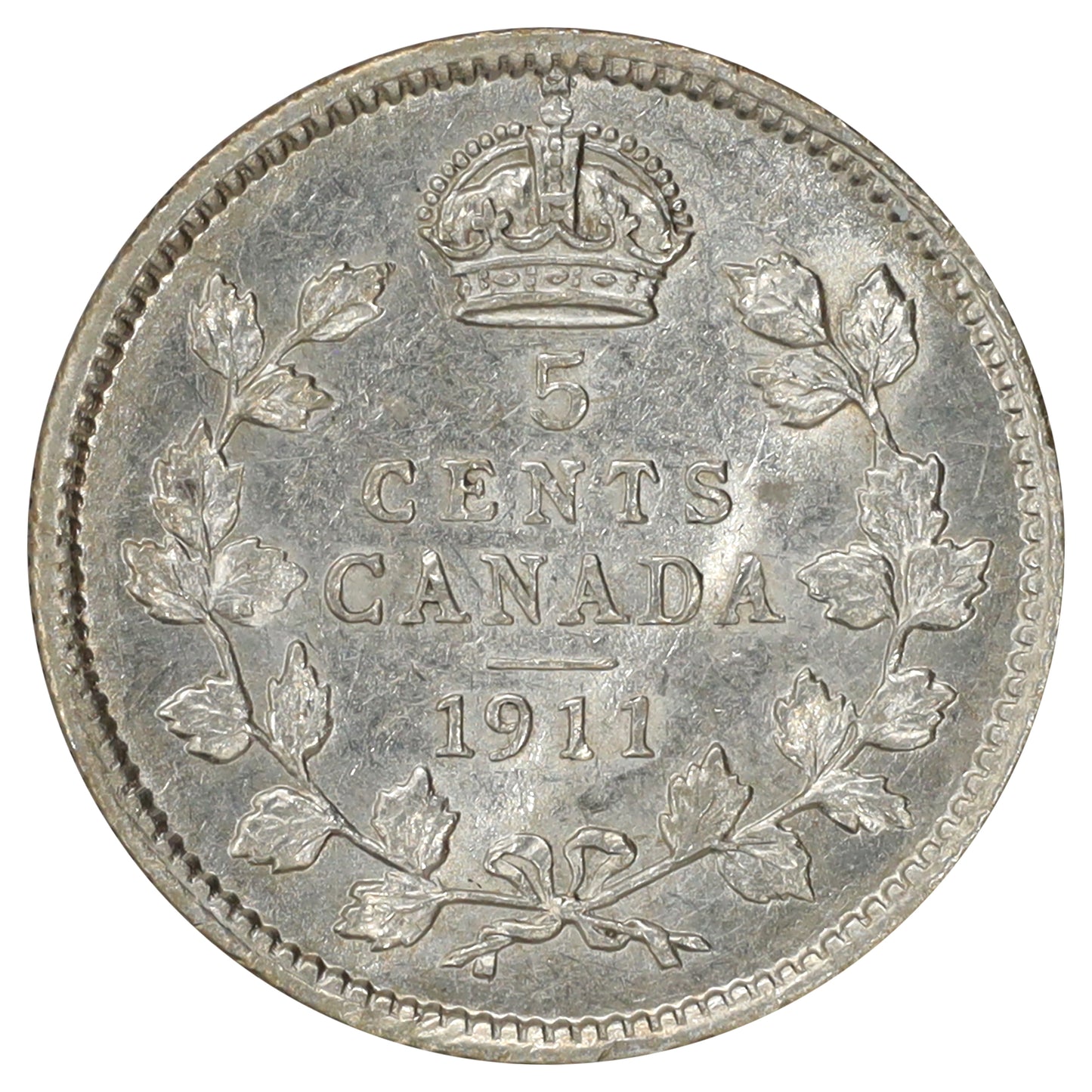 1911 Canada 5-cents EF-AU (EF45) Scratched, marks, or impaired