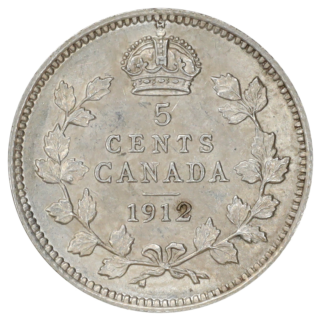 1912 Canada 5-cents AU-UNC (AU55) Scratched, marks, or impaired