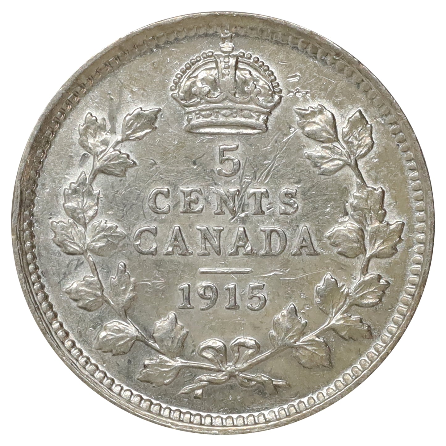 1915 Canada 5-cents EF-AU (EF45) Scratched, marks, or impaired