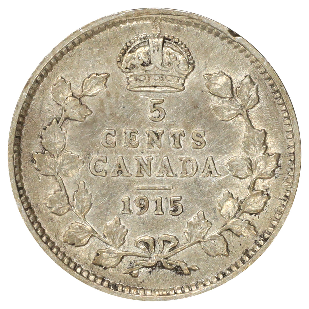 1915 Canada 5-cents F-VF (F15) Scratched, marks, or impaired