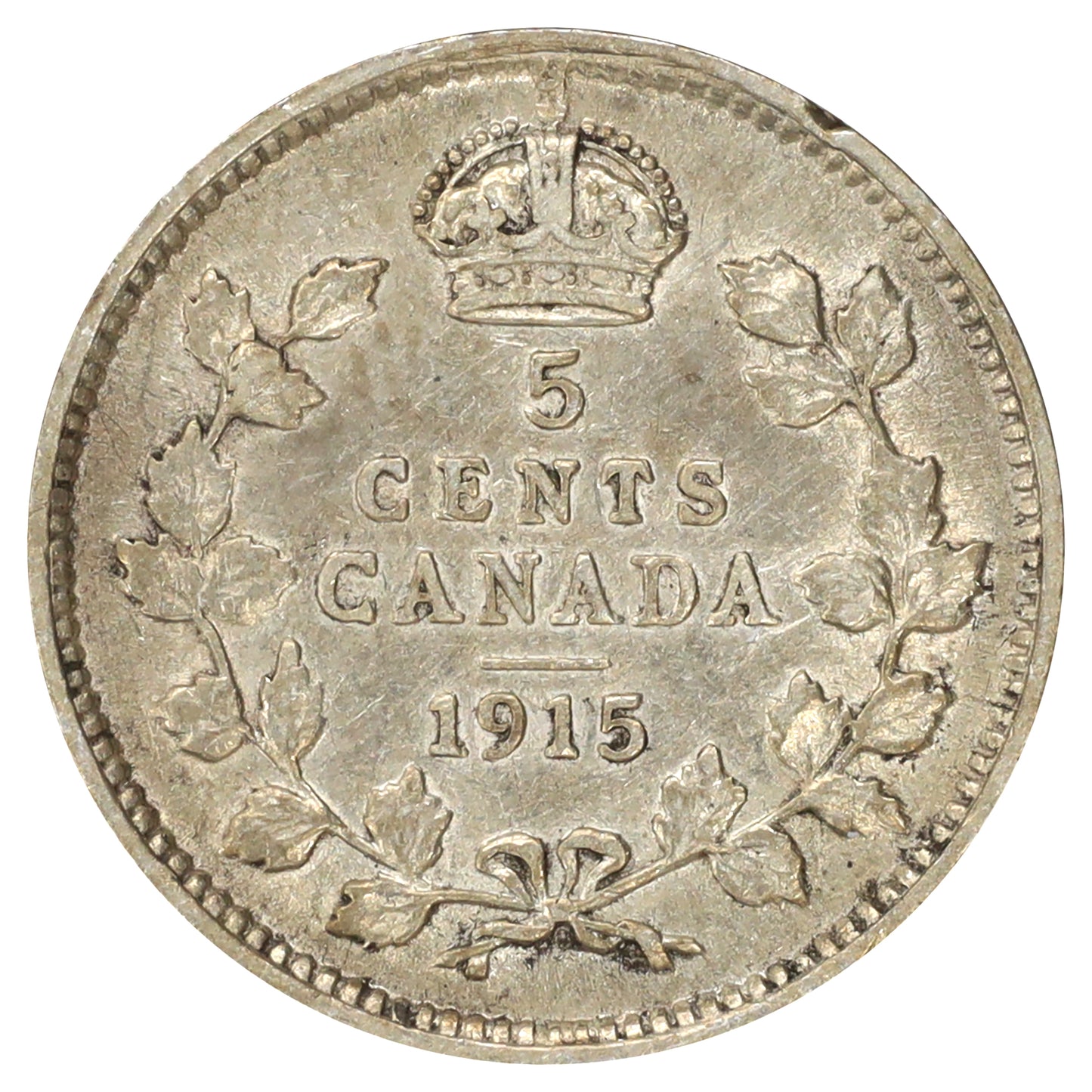 1915 Canada 5-cents F-VF (F15) Scratched, marks, or impaired