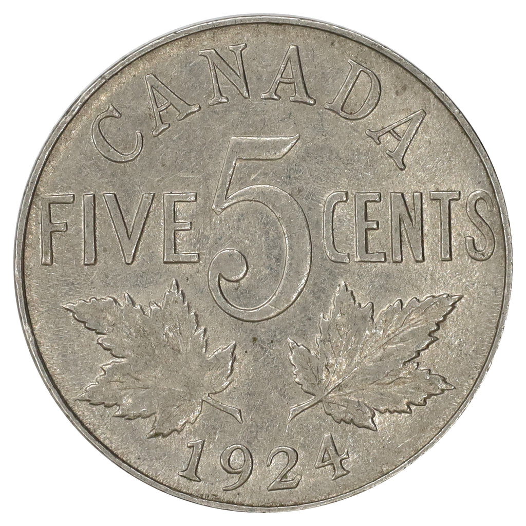 1924 Canada 5-cents VF-EF (VF30) Scratched, marks, or impaired