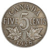 1928 Canada 5-cents VF-EF (VF30) Scratched, marks, or impaired