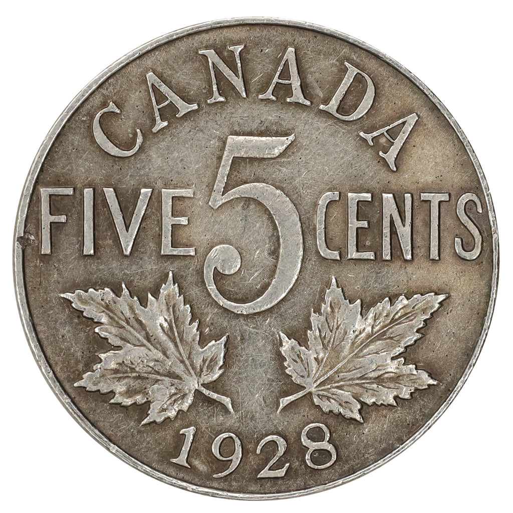 1928 Canada 5-cents VF-EF (VF30) Scratched, marks, or impaired