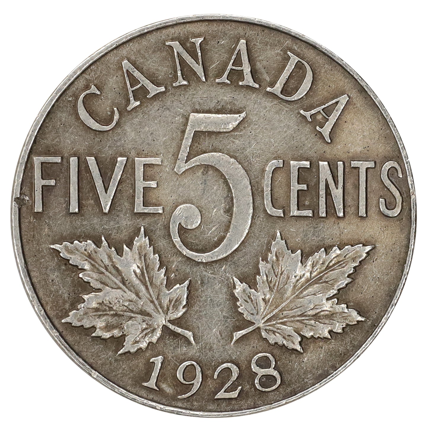 1928 Canada 5-cents VF-EF (VF30) Scratched, marks, or impaired