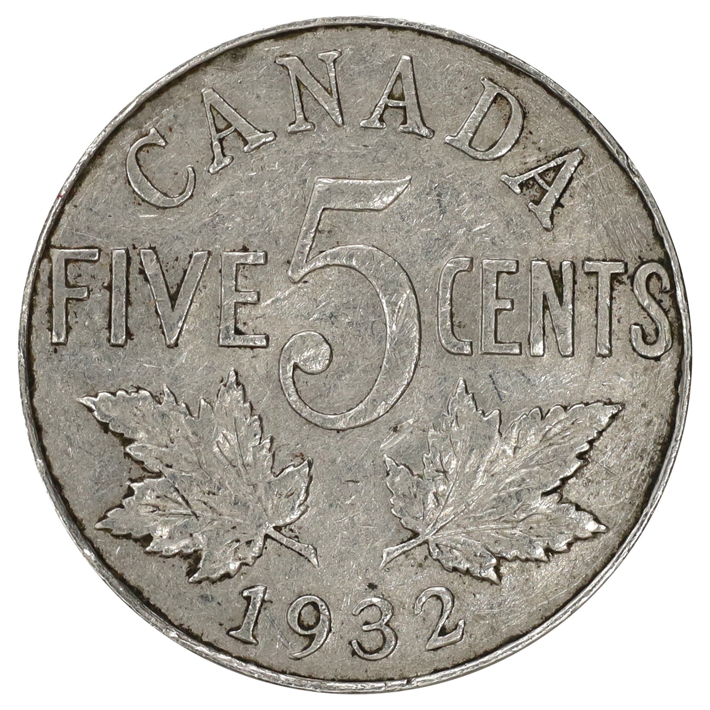 1932 Canada 5-cents VF-EF (VF30) Scratched, marks, or impaired