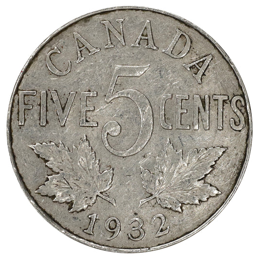 1932 Canada 5-cents VF-EF (VF30) Scratched, marks, or impaired