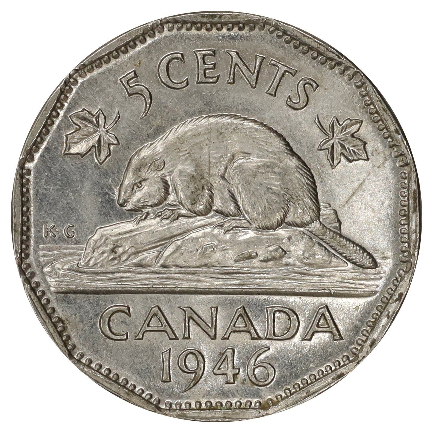 1946 Canada 5-cents AU-UNC (AU55) Scratched, marks, or impaired