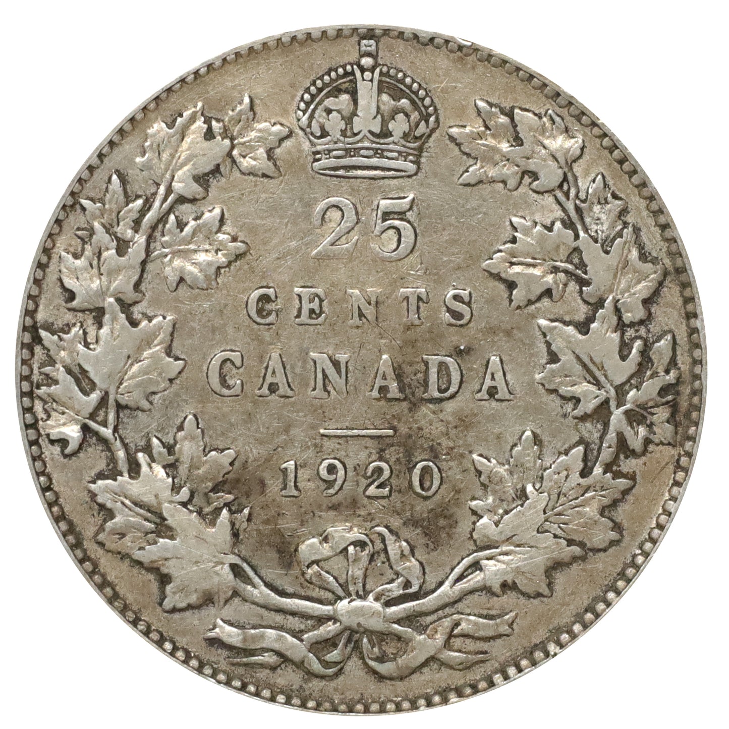 1920 Canada 25-cents F-VF (F15) Scratched, marks, or impaired