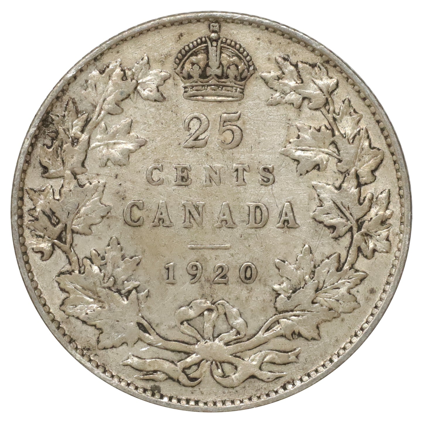 1920 Canada 25-cents Fine (F12) Scratched, marks, or impaired
