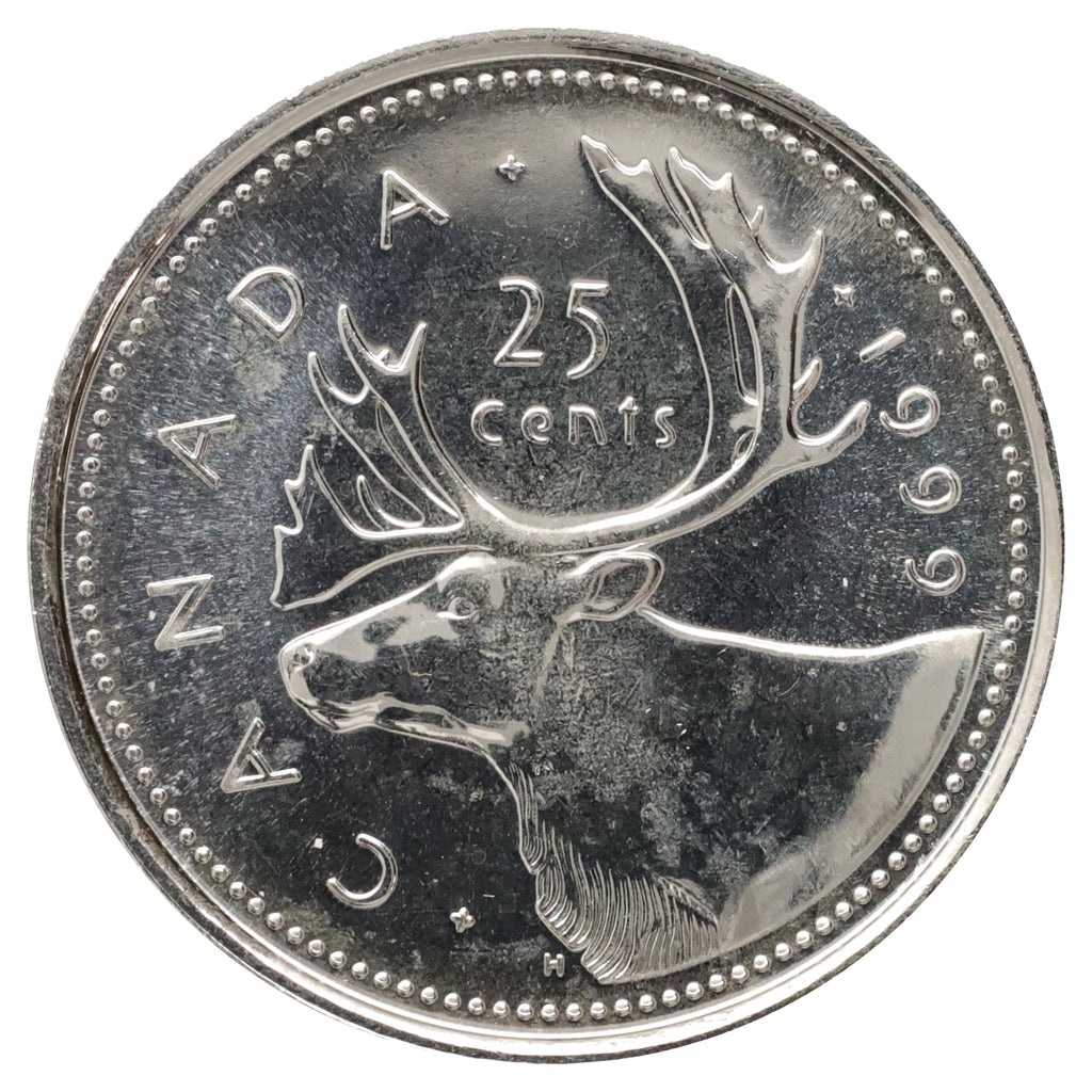 1999P (test) Caribou Canada 25-cents Brilliant Uncirculated (MS63) Scratched or impaired