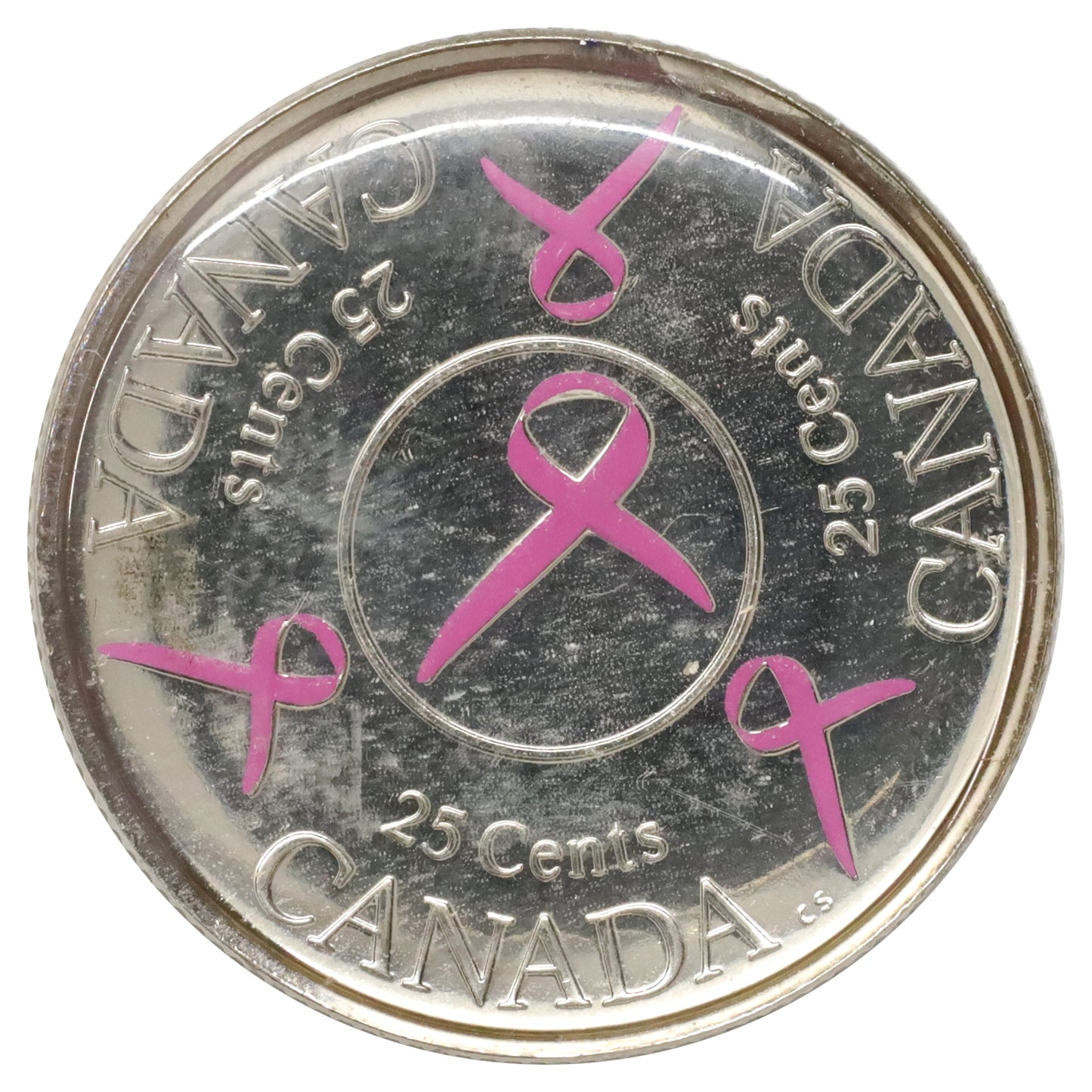 2006 Canada Breast Cancer Pink Ribbon 25-cents Proof Like (from bookmark) Impaired