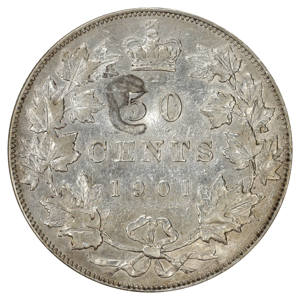 1901 Canada 50-cents VF-EF (VF30) Scratched, marks, or impaired