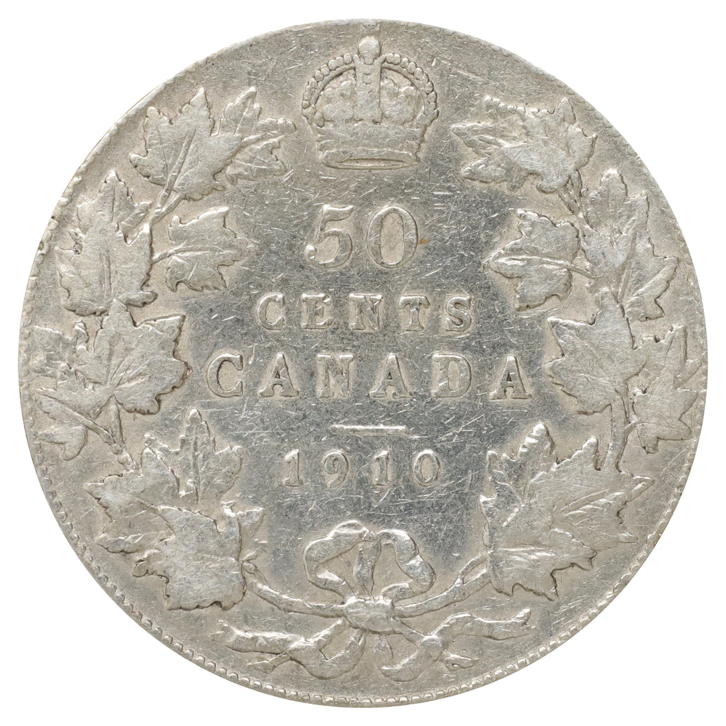 1910 Victorian Leaves Canada 50-cents F-VF (F15) Scratched, marks, or impaired