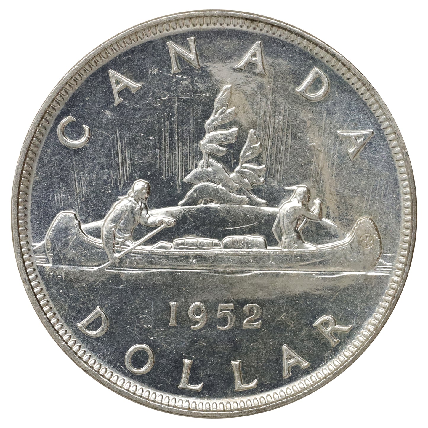 1952 Canada Dollar Brilliant Uncirculated (MS63) Scratched, marks, or impaired