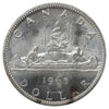 1965 Var. 5 Canada Dollar Uncirculated (MS60) Scratched, marks, or impaired