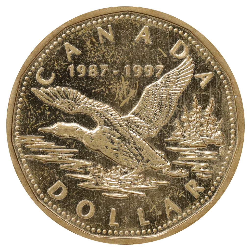 1997 Canada Flying Loon Dollar Specimen (Scratched, marks, or impaired)