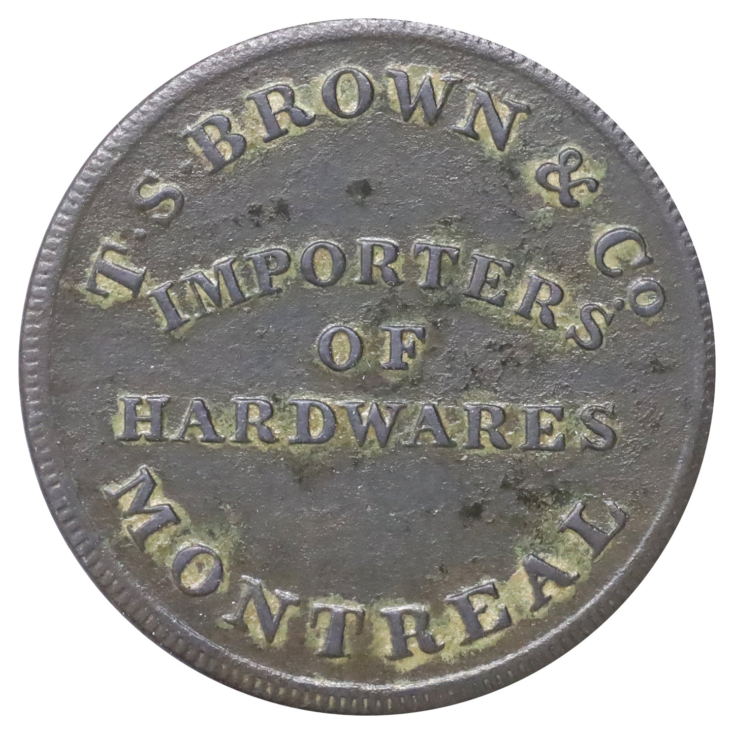 LC-15A1 (1832) Lower Canada T.S. Brown & Co. Halfpenny Token Very Fine (VF20) corrosion