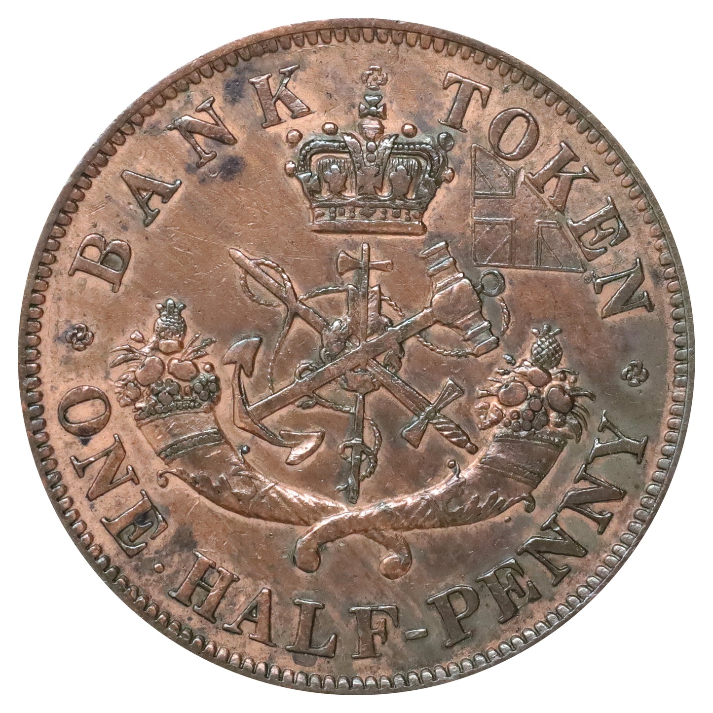 PC-5A 1850 Province of Canada Upper Canada Halfpenny Token Extra Fine (EF40) cleaned