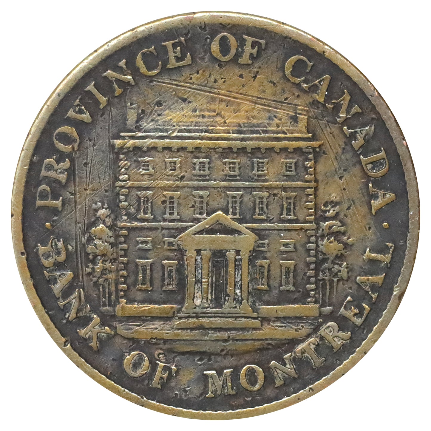 PC-1B6 1844 Province of Canada, BMO Halfpenny Token Very Good (VG8) scratches