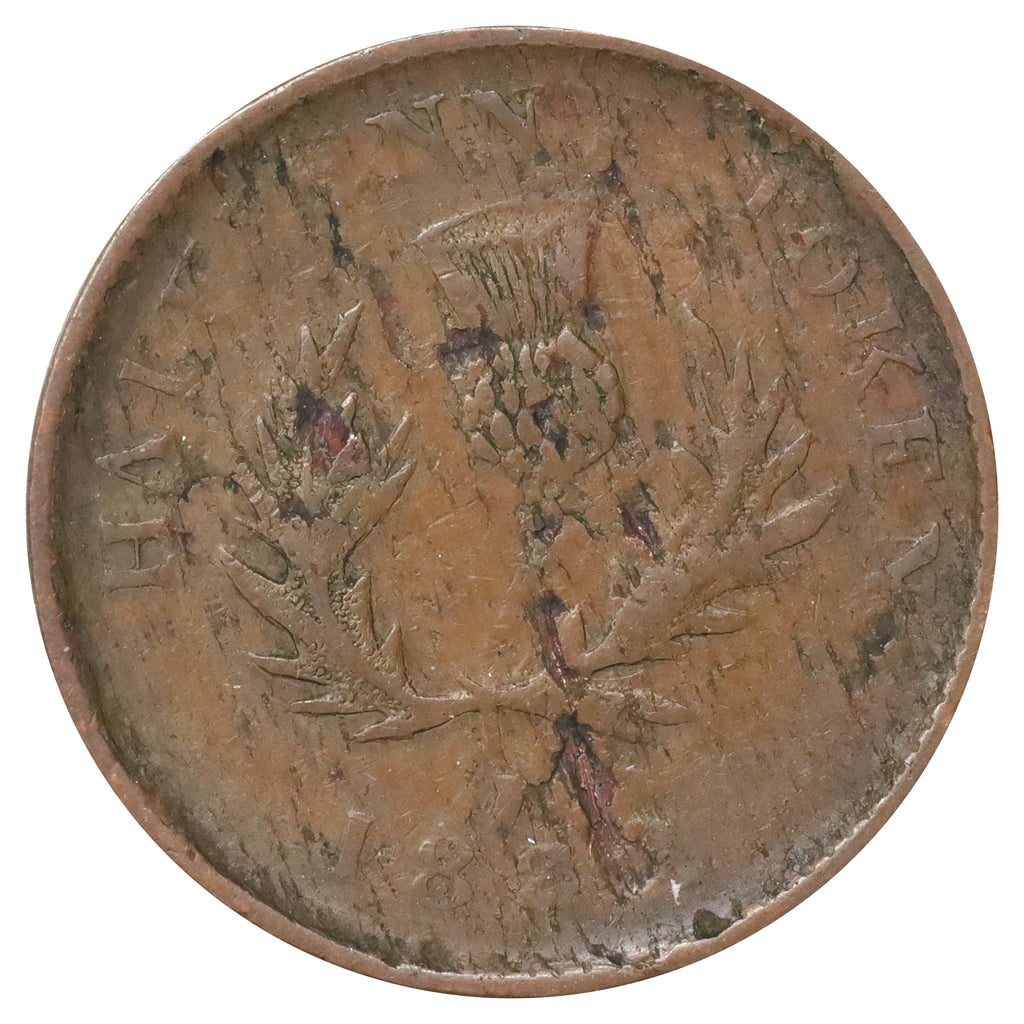 NS-3D1 1832 Nova Scotia Historical Counterfeit Halfpenny Token Fine (F12)