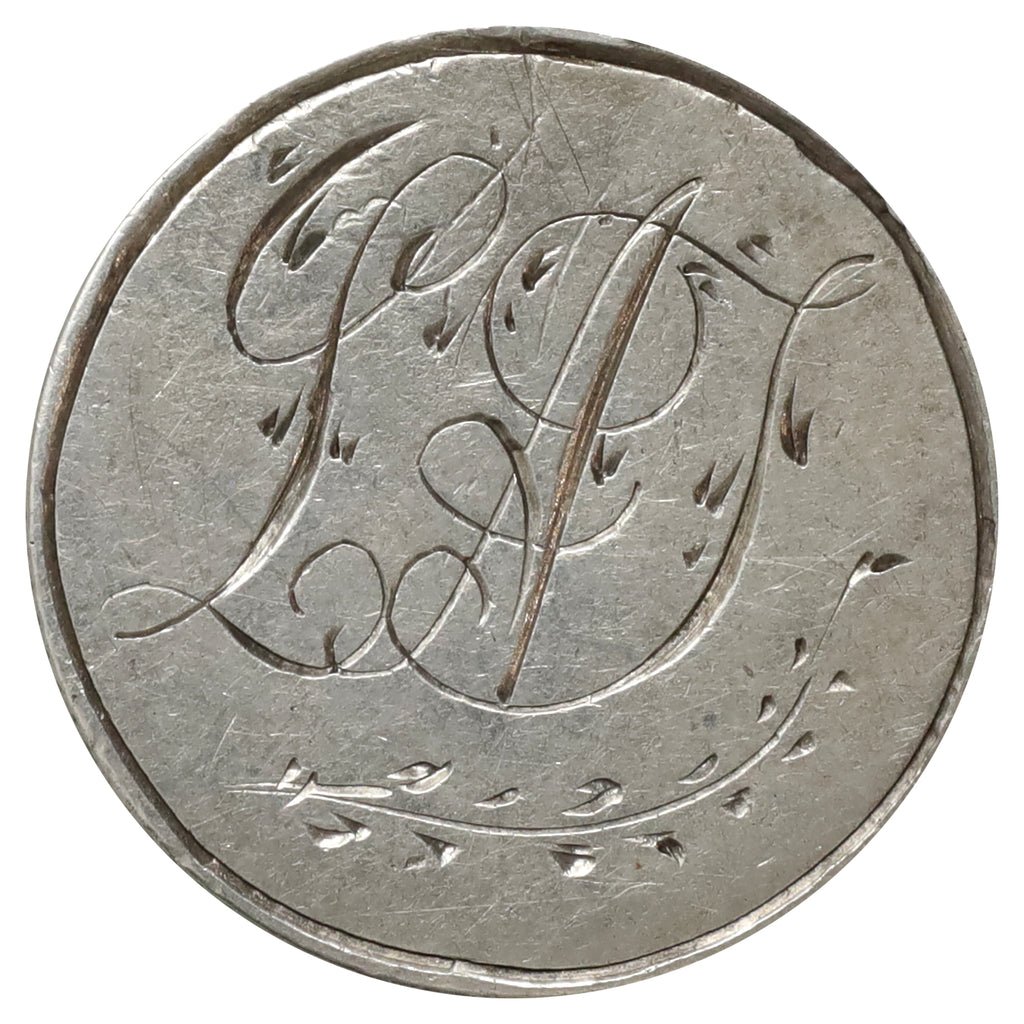 Love Token Engraved on Victorian Dime: Initials "L.A.J."