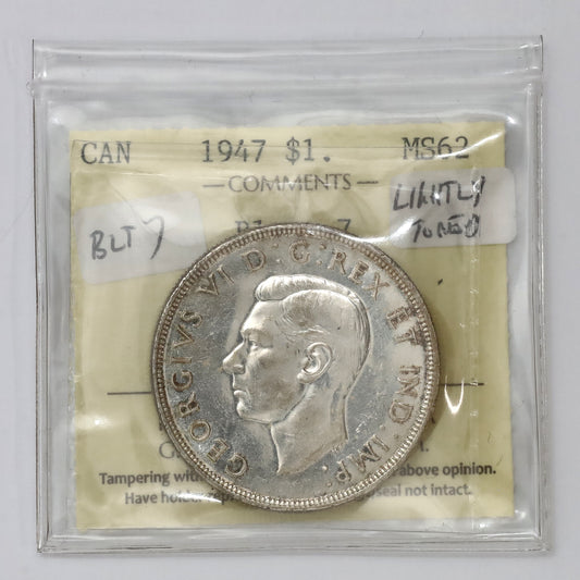 1947 Blunt 7 Canada Dollar ICCS Certified MS62 (lightly toned)