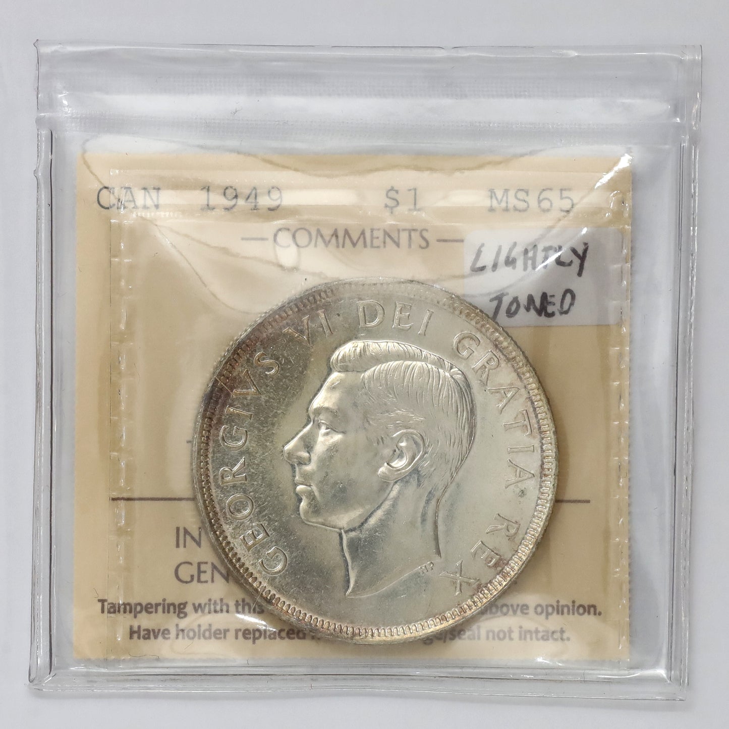 1949 Canada Dollar ICCS Certified MS65 (lightly toned)